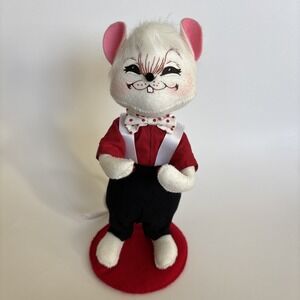 Annalee 11" Valentine Love Boy Mouse Bow Tie White Suspenders Doll 2009